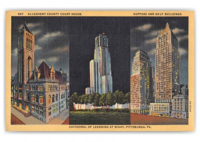 Pittsburgh Pennsylvania Court House Cathedral of Learning at Night