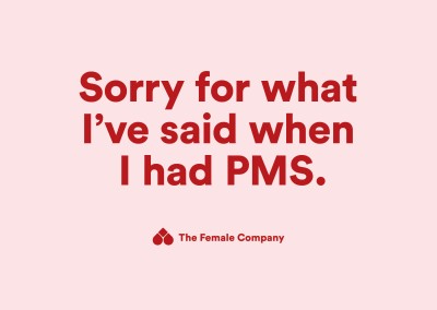 DEN KVINNLIGA FÖRETAG vykort Ledsen för vad jag har sagt när jag hade PMS