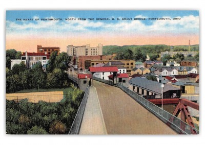 Portsmouth Ohio Birds Eye View North from US Grant Bridge