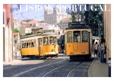 Photo of old, traditional tram in Lisbon