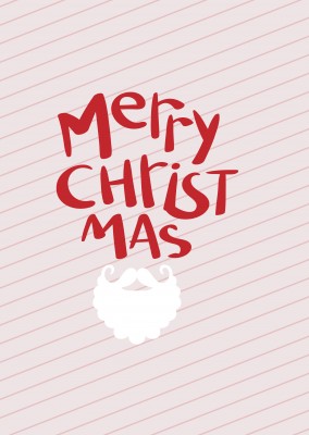 Striped Merry Christmas greeting card with a beard