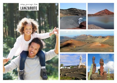 personalizable card with space for one photo with pictures of lanzarote