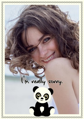 personalizable Sorry card with panda bear theme