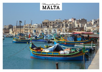 boats malta postcard