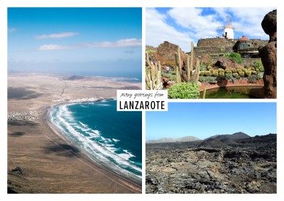 Three photos of the canary island lanzarote