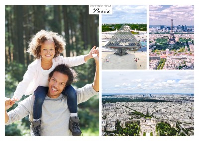 photocollage of paris with view above the eiffel tower