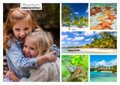 multipic photocollage of the dominican reppublic with wonderful beaches