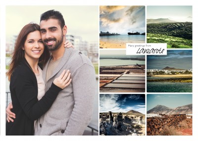 photocollage of lanzarote showing six typical landscapes