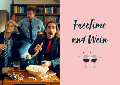 Postkarte FaceTime und Wein