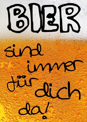 Grußkarte mit lustigem Spruch über Bier