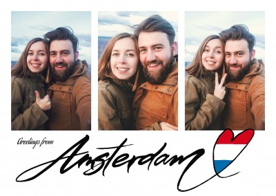 Amsterdam Handschrift mit niederländischer Flagge auf weissem Grund