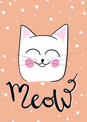 illustration einer katze mit rosa b├цckchen
