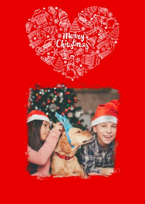 Personalisierbare Weihnachtskarte für ein Foto mit Merry Christmas umgeben von Weihnachtsmuster