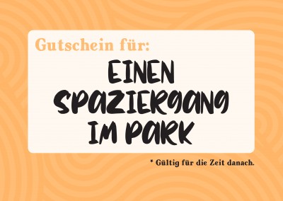 Postkarte Spruch Gutschein für einen Spaziergang im Park
