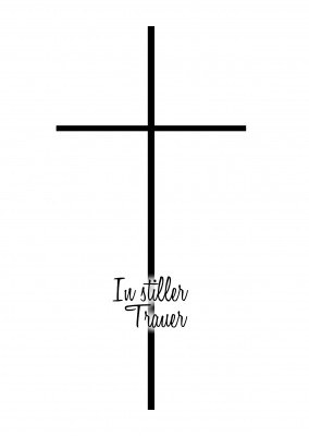 schwarz weiÃŸe Trauerkarte mit Kreuz
