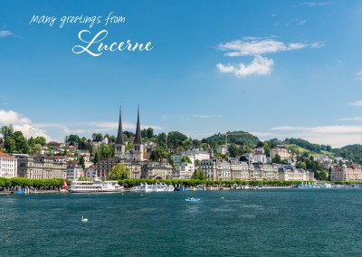 Urlaubsgrußkarte mit Foto von der Stadtkulisse Luzerns