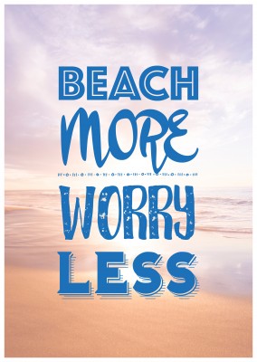cartão postal de citação Praia mais - preocupar-se menos
