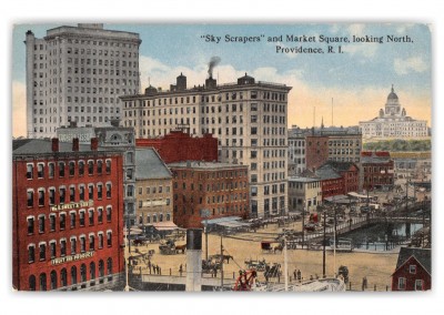 Providence, Rhode Island, Sky Scrapers and Market Square looking north