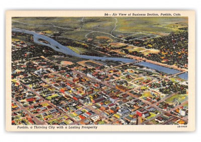 Pueblo, Colorado, air view of Business Section