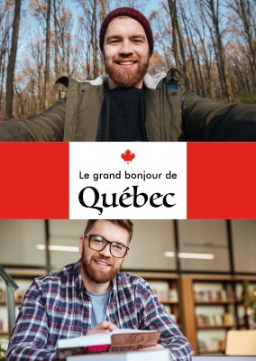 Québec hälsningar i franska språket röd vit