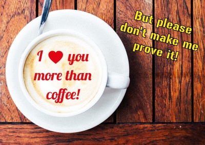 coffee cup wood quote postcard