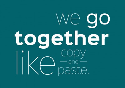 quote postcard we go together like copy and paste