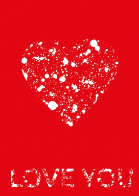 red postcard love heart love you