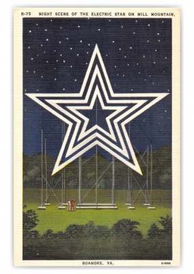 Roanoke, Virginia, Electric Star at night, Mill Mountain