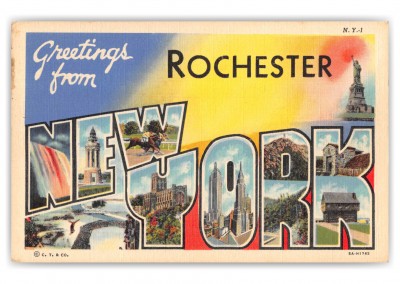 Rochester New York Greetings Large Letter Statue of Liberty
