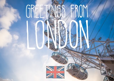 grusskarte mit foto vom London Eye