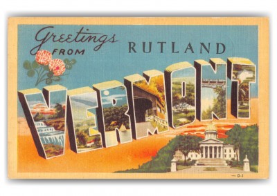 Rutland Vermont Greetings Large Letter