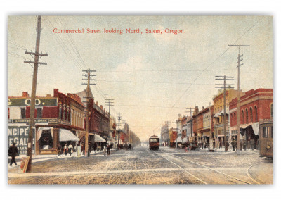 Salem Oregon Commercial Street Looking North Vintage Antique   Salem Oregon Commercial Street Looking North 46389 70 