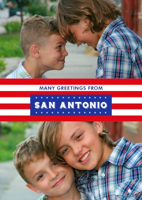 San Antonio greetings in US Flag design