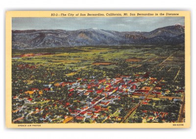 San Bernardino, California, aerial view of the city