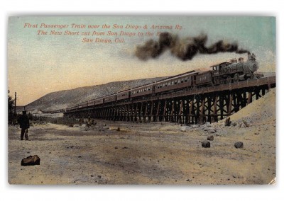 San Diego California First Train over Bridge