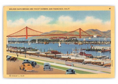 San Francisco, California, Golden Gate Bridge and Yacht Harbor