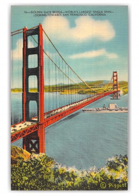 San Francisco California City by the Bay CA Modern Postcard Golden Gate Bridge 