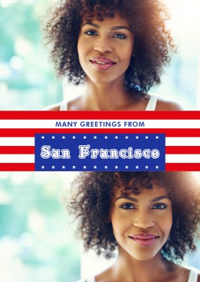 San Francisco saludos en NOSOTROS el diseño de la Bandera