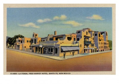 Curt Teich Postal Arquivos Da Coleção De Fred Harvey Hotel, Em Santa Fe, Novo México
