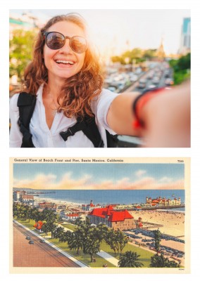 Santa Monica, California, general view of Beach and Pier