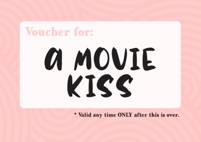 cartão-postal dizendo Voucher: um filme kiss (válido somente quando esta for mais)