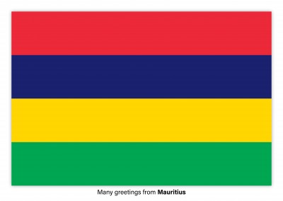 Vykort med flaggan i Mauritius