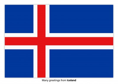 Vykort med flagga av Island