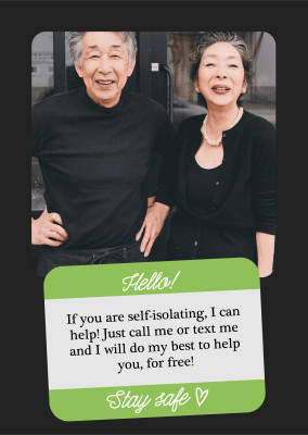 postcard offering help in self-isolation
