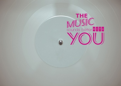 the music sounds better with you silver postcard motiv design template