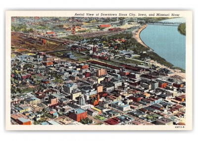 Sioux City, Iowa, downtown aerial view