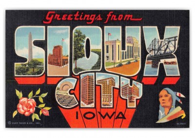 Sioux City Iowa Large Letter Greetings Black Back