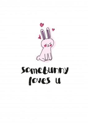 rosa hase mit Herzen und some bunny loves you schrift
