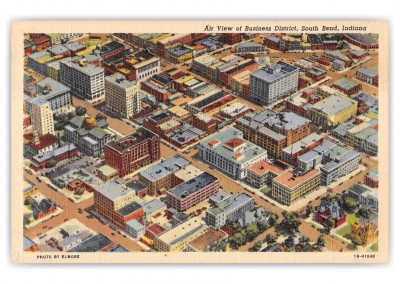 South Bend, Indiana, air view of Business District
