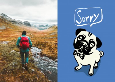 Mops Hund Illustration sprechblase Postkarte sorry